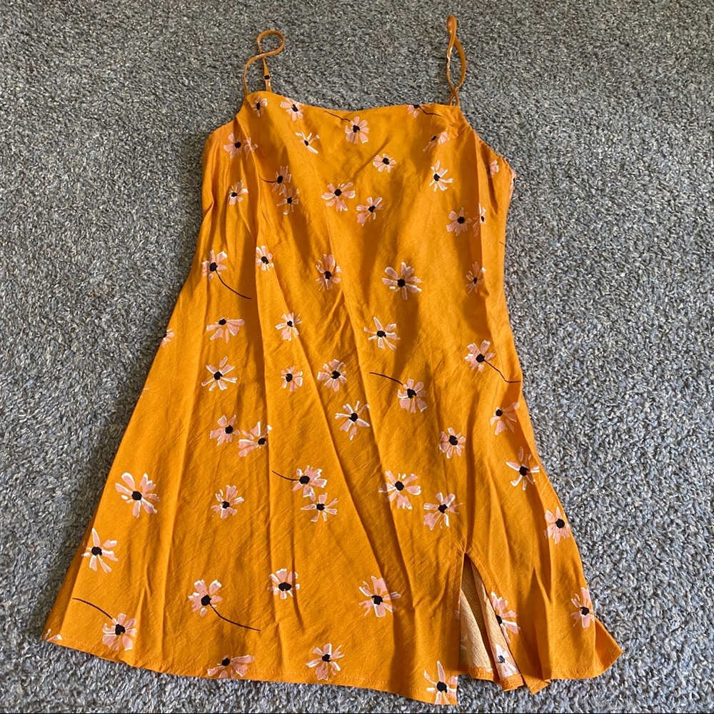 Princess Polly orange floral dress with slit